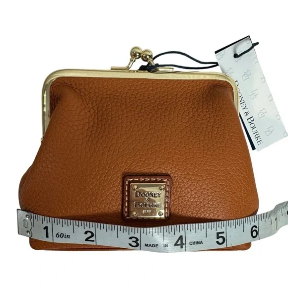 Dooney Bourke Kiss Lock Camel Brown Leather Coin Purse - Picture 6 of 7